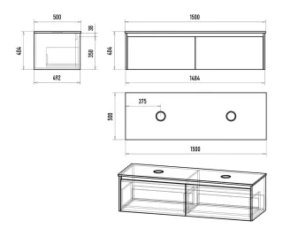 Подвесная тумба под раковину Misty Виста УТ000025084  150 см белый
